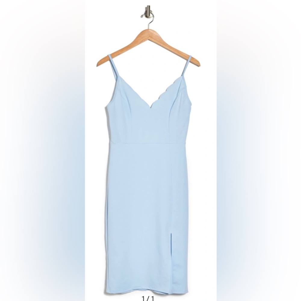 Socialite Blue Scallop Trim Bodycon Dress Size Small (2-4) NWT